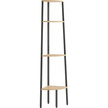 regál 4-patrový rohový regál z oceli, světle hnědý, 45,5x31,5x150 cm