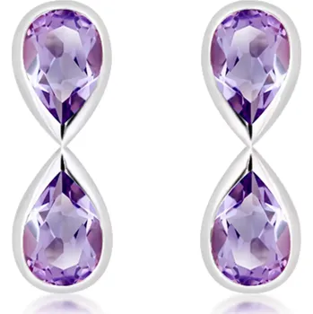 Náušnice Amber Amethyst - stříbrné náušnice s amethystem