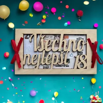 Obálka WT-darky Dřevěná obálka na peníze – Všechno nejlepší s číslem