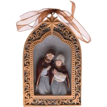 Vánoční dekorace Závěs Kaplička - Svatá Rodina 9,5cm
