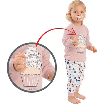 Dívčí pyžamo Dívčí pyžamo Betty Mode kočičí rodinka pudrové