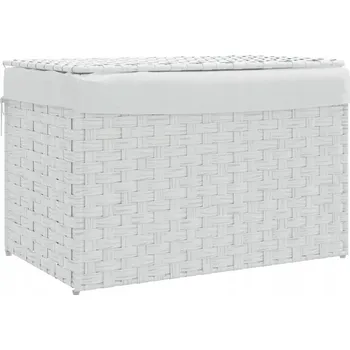 Koš na prádlo Koš na prádlo z PE ratanu bílý 55,5x35x34 cm, skládací, s víkem