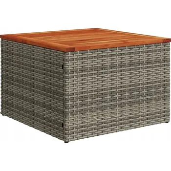 Zahradní stůl Zahradní stolek z PE ratanu a akáciového dřeva, šedo-hnědý, 55x55x37 cm
