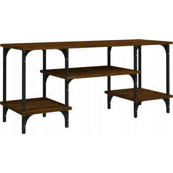 Televizní stolek TV stolek se třemi policemi, hnědý dub, 102x35x45,5 cm, kovový