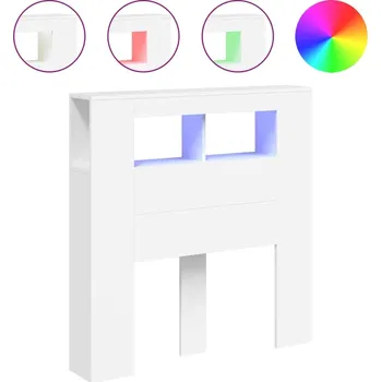 Čelo postele s LED RGB osvětlením, bílé, 100x18,5x103,5 cm