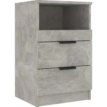 Noční stolek Noční Stolek ze dřeva, 2 zásuvky, Betonu šedý, 4