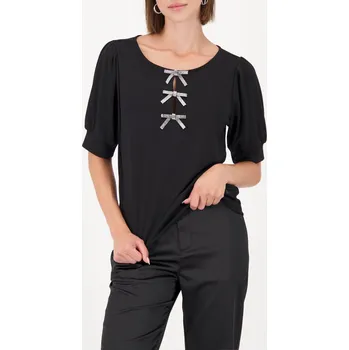 Dámské tričko Tričko Monari 809413 černé se štrasovým zdobením Velikost: 34