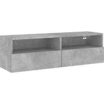 Televizní stolek Závěsná skříňka pod TV s policemi, dřevotříska, šedá Betonu, 100x30x30 cm