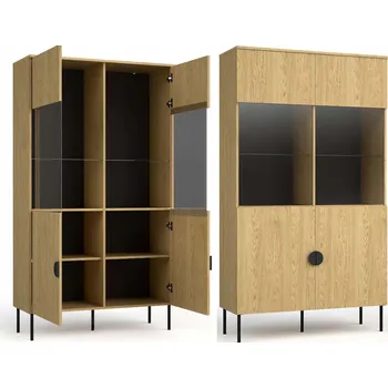 Komoda KOMODA S PROSKLENOU VITRÍNOU, POLICEMI, ČERNÝ DUB 106,6x187 VIDIS KONSIMO