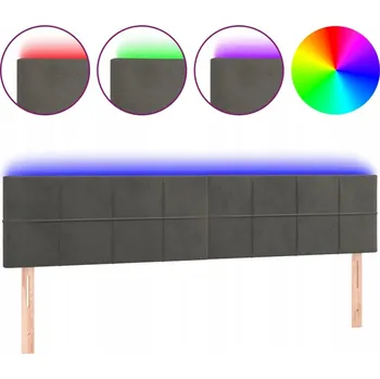Čelo postele LED sametové s nastavitelnou výškou, tmavě šedé, 200x5x78/88 cm