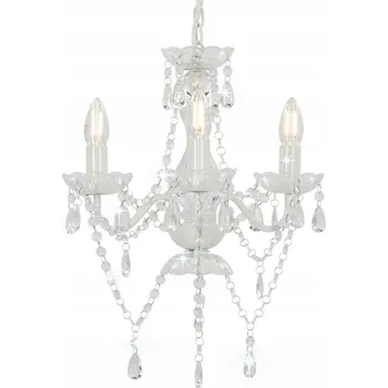 Elegantní 3-ramenný lustr s korálky, bílý/Průhledný, 36 x 42 cm