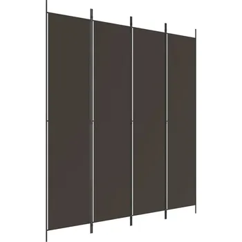 Paraván Skládací Paraván z látky a železa, 200x220 cm, hnědý