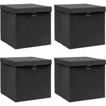 Úložný box Skládací úložné boxy z netkané textilie s víky, černé, 32x32x32 cm