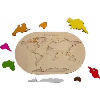 Puzzle Mapa světa barevné kontinenty – Montessori puzzle