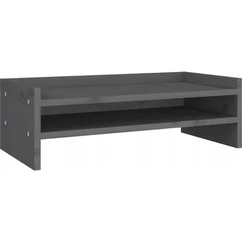 Podstavec pod monitor Podstavec pod monitor z masivního borovicového dřeva, šedý, 50x24x16 cm