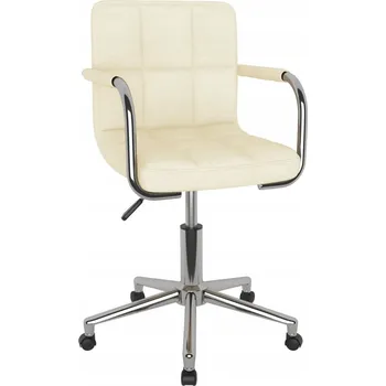 Otočná kancelářská židle, krémová látka, ocel, 48x47x(74,5-86