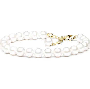 Náramek ANNA PERLY Dámský luxusní pozlacený náramek z bílých sladkovodních perel