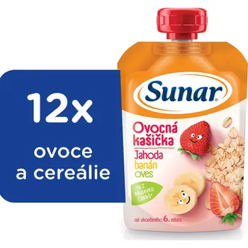 Sunar Ovocná kašička jahoda, banán, oves (12 x 120 g)