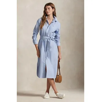 Dámská móda Bavlněné šaty Polo Ralph Lauren 211928804 modrá 55X, vel. 40