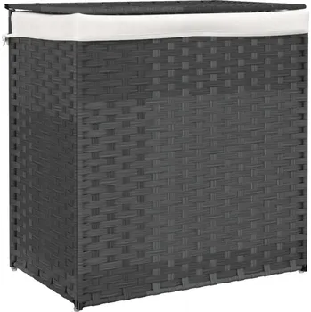 Koš na prádlo Koš na prádlo z PE ratanu s víkem, šedý, 53x35x57 cm