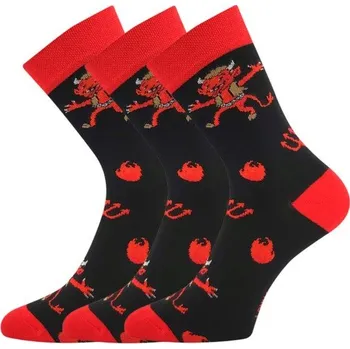 Pánské ponožky Lonka® Ponožky dětské mikulášské TREPIFAJXLÍK s obrázky ČERTŮ (3 páry) Barva: Mikulášské, Velikost: 35-38 (23-25)