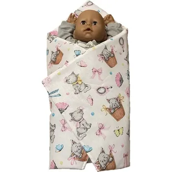 Doplněk pro panenku SDS Rychlozavinovačka pro panenky Veselé kočičky Bavlna, výplň: Polyester, 1x 60x60 cm