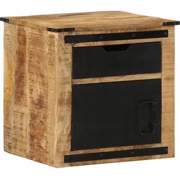 Noční stolek Noční stolek z masivního mangového dřeva a železným rámem, 45x40x45 cm