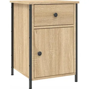 Noční stolek Elegantní noční stolek s železným rámem, dub sonoma, 40x42x60 cm