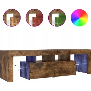 Televizní stolek TV stolek s LED RGB podsvícením, dřevěný materiál, 140x36,5x40 cm, úložný prostor