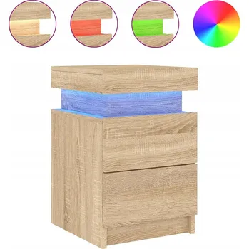 Noční stolek Noční stolek s LED osvětlením, dřevotříska, dub sonoma, 35