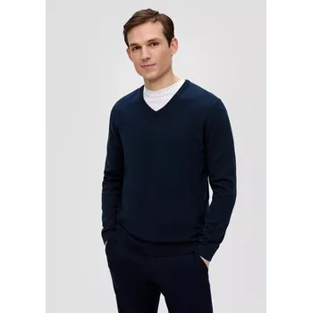Pánský svetr s.Oliver pánský úpletový svetr výstřih do V tmavomodrý Velikost: M