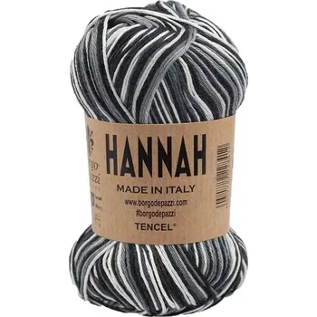 Příze Borgo de Pazzi Hannah 74 Multicolor černobílá 50g (Eukalyptová příze Hannah 50g Multicolor černobílá)