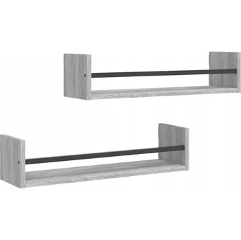 police Nástěnné police s tyčí, dřevotříska, šedý dub sonoma, 60x16x