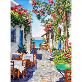 Diamantové malování Diamantové malování/Huacan - Restaurace v uličce