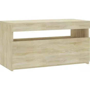 Televizní stolek TV stolek s RGB LED osvětlením, Dub Sonoma, 75x35x40 cm