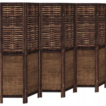 Paraván Skládací Paraván z bambusu a dřeva paulovnie, opálená barva, 210-215x160 cm