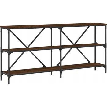 Konferenční stolek Konzolový stolek z dřevotřísky a železným rámem, hnědý dub,