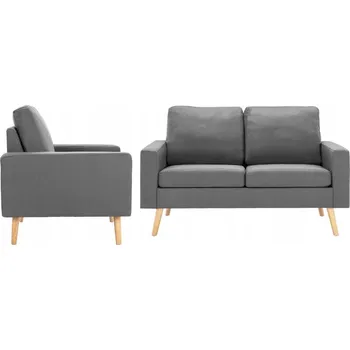 Sedací souprava Sedací souprava z masivního dřeva, světle šedá, křeslo 77x71x80 cm, pohovka 1