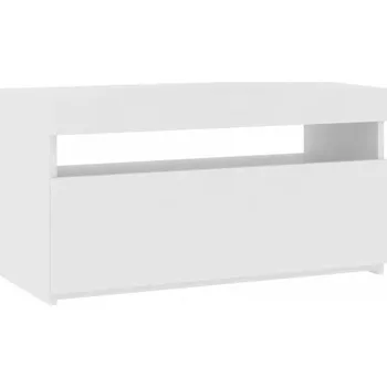 Televizní stolek TV stolek LED RGB, bílý, 75x35x40 cm, dřevěný materiál