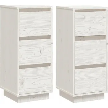 Komoda Dřevěná skříňka s dvířky, borovice, bílá, 32x34x75 cm