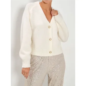 Dámská móda Sinsay - Propínací svetr na knoflíky - bílá - 229GT-00X - 229GT-00X-S