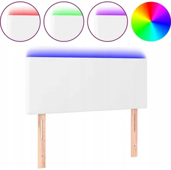 Čelo postele s LED, Nastavitelná výška, Umělá kůže, Bílá, 90x5x78/88 cm