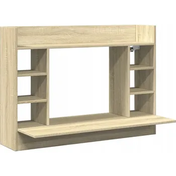 Psací stůl Nástěnný psací stůl s přihrádkami, dub sonoma, 105x48x75 cm