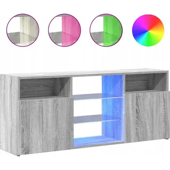 Televizní stolek TV stolek LED RGB, Materiál na bázi dřeva, Šedý dub Sonoma, 120x30x50 cm
