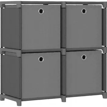 Knihovna Volně stojící regál se 4 boxy, šedý, 69x30x72,5 cm, látka a ocel