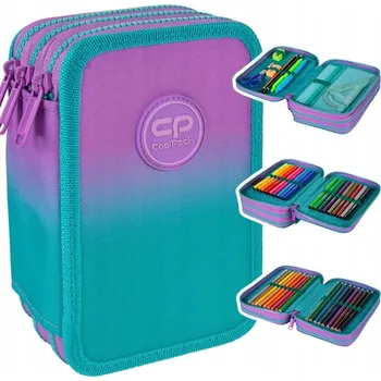 Penál CoolPack Školní penál tříkomorový s vybavením Gradient Blueberry