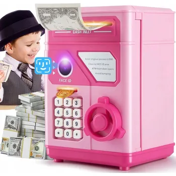 Pokladnička POKLADNIČKA SEJF NA PIN, BANKOVKY A MINCE + KÓD, BANKOMAT PRO DĚTI