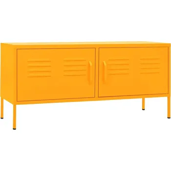Televizní stolek TV stolek ocelový hořčicově žlutý 105x35x50 cm