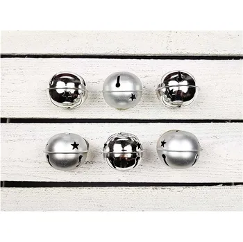 Vánoční dekorace LAALU Vánoční ozdoby - rolničky, stříbrné, 6 cm, 6 ks