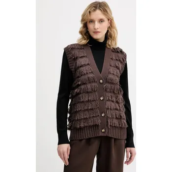Dámské oblečení Vesta s přídavkem vlny Sisley 18DLL602X hnědá 89X, vel. M